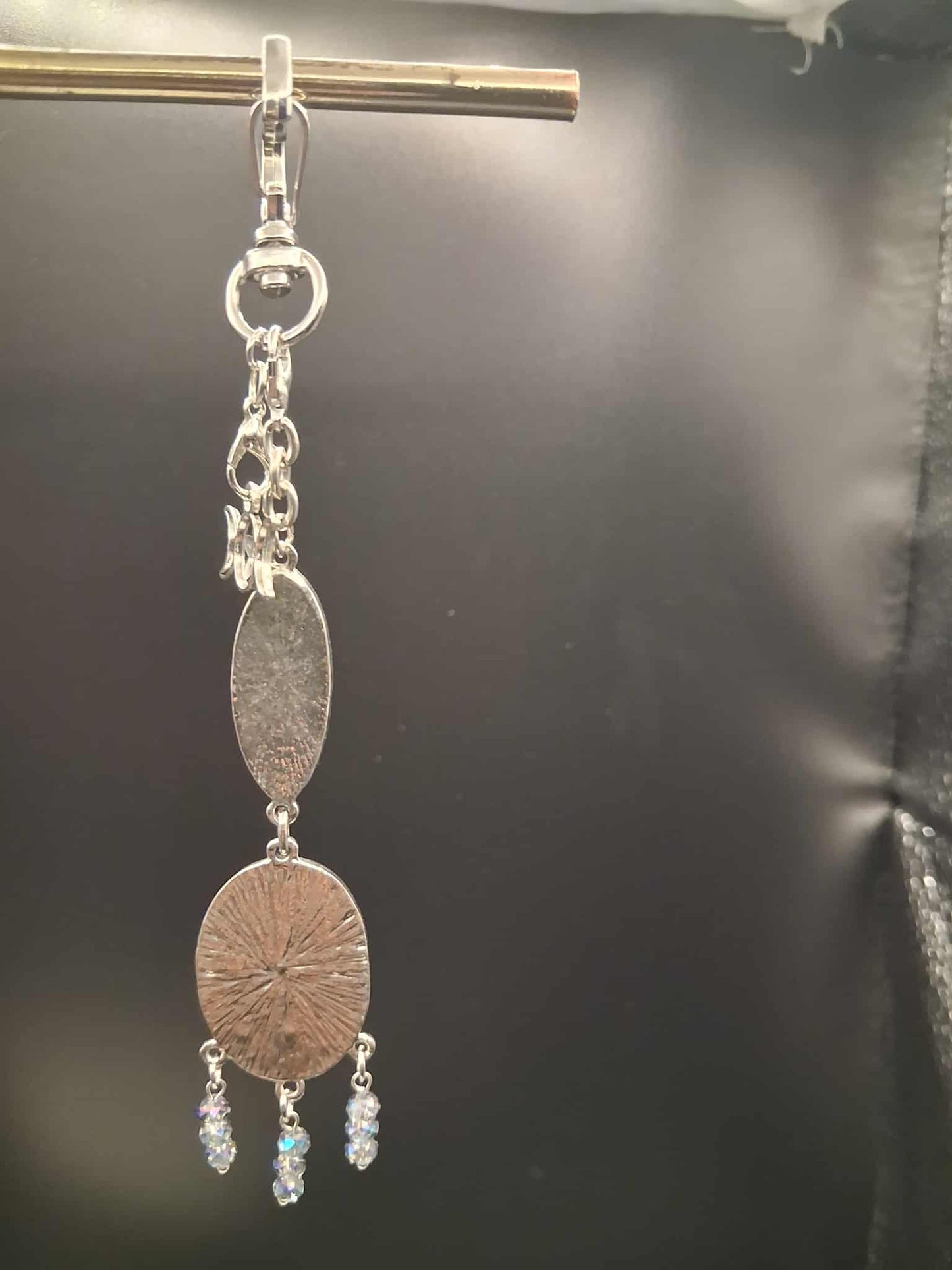 Celestial Blue Gemstone Keyring - Mystical Moon & Star Charm