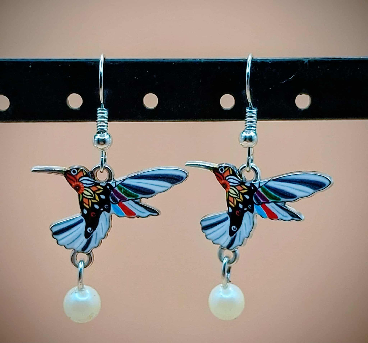 Enchanting Hummingbird Pearl Drop Earrings