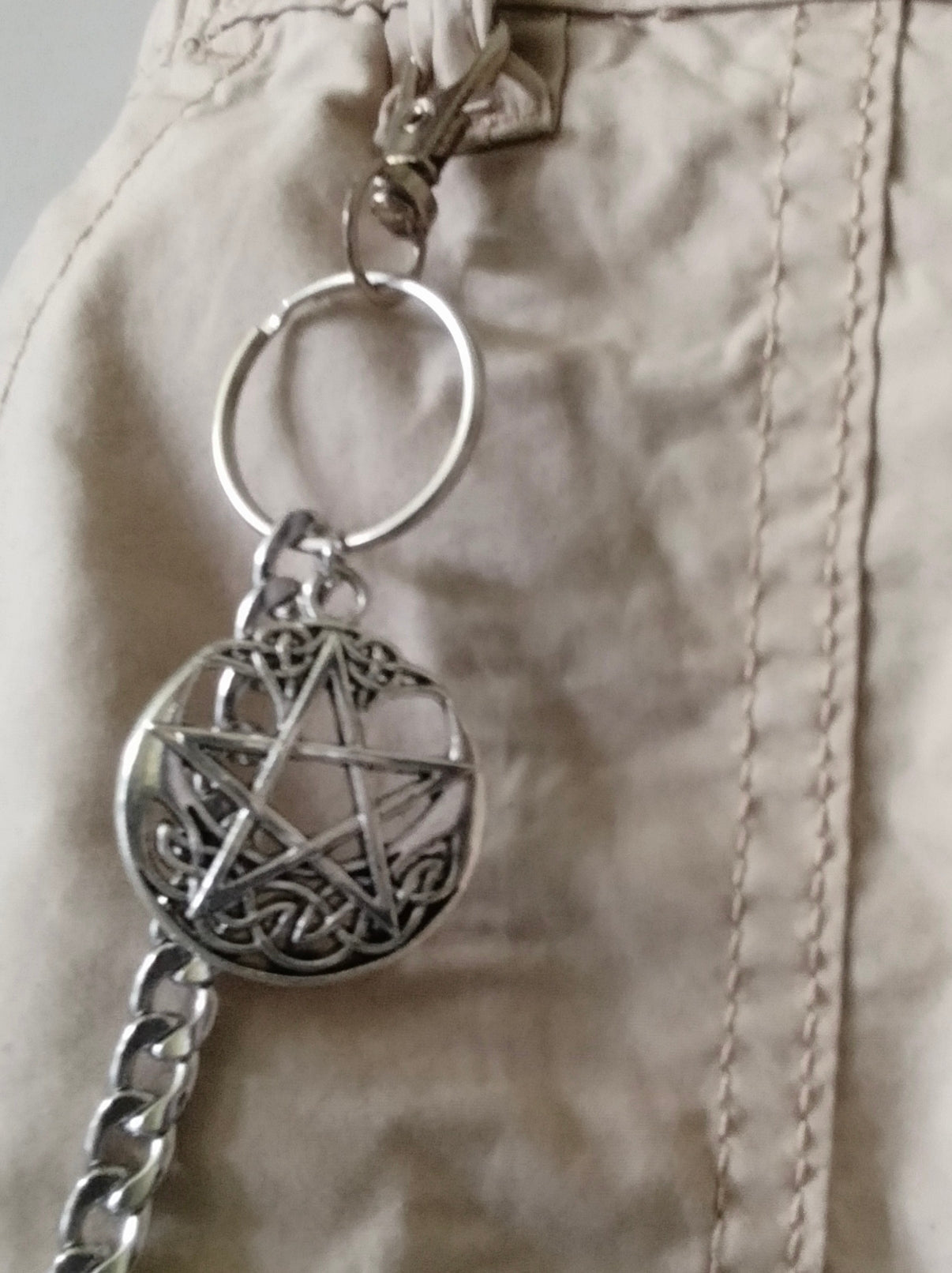 Stainless Steel Pocket Chain with Pentagram - Unisex 29" Accessory