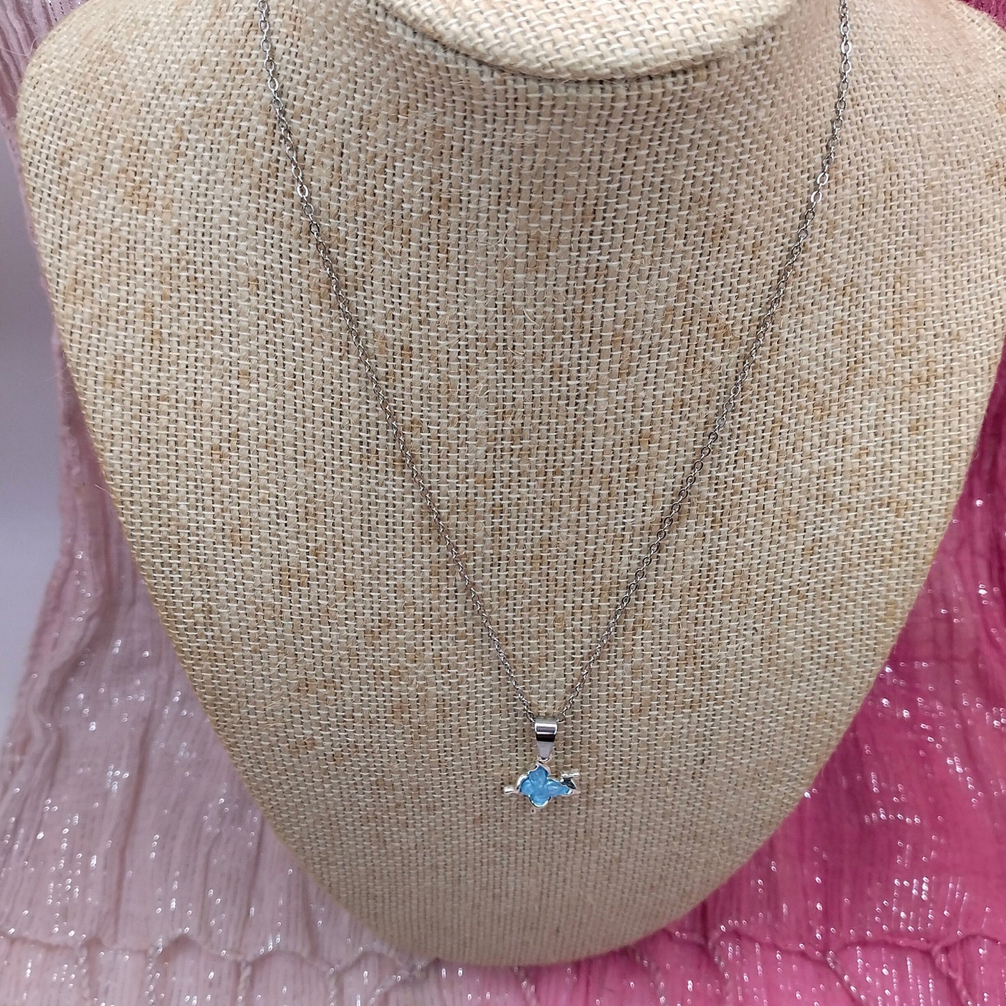 Blue Butterfly Pendant Necklace - Girl's