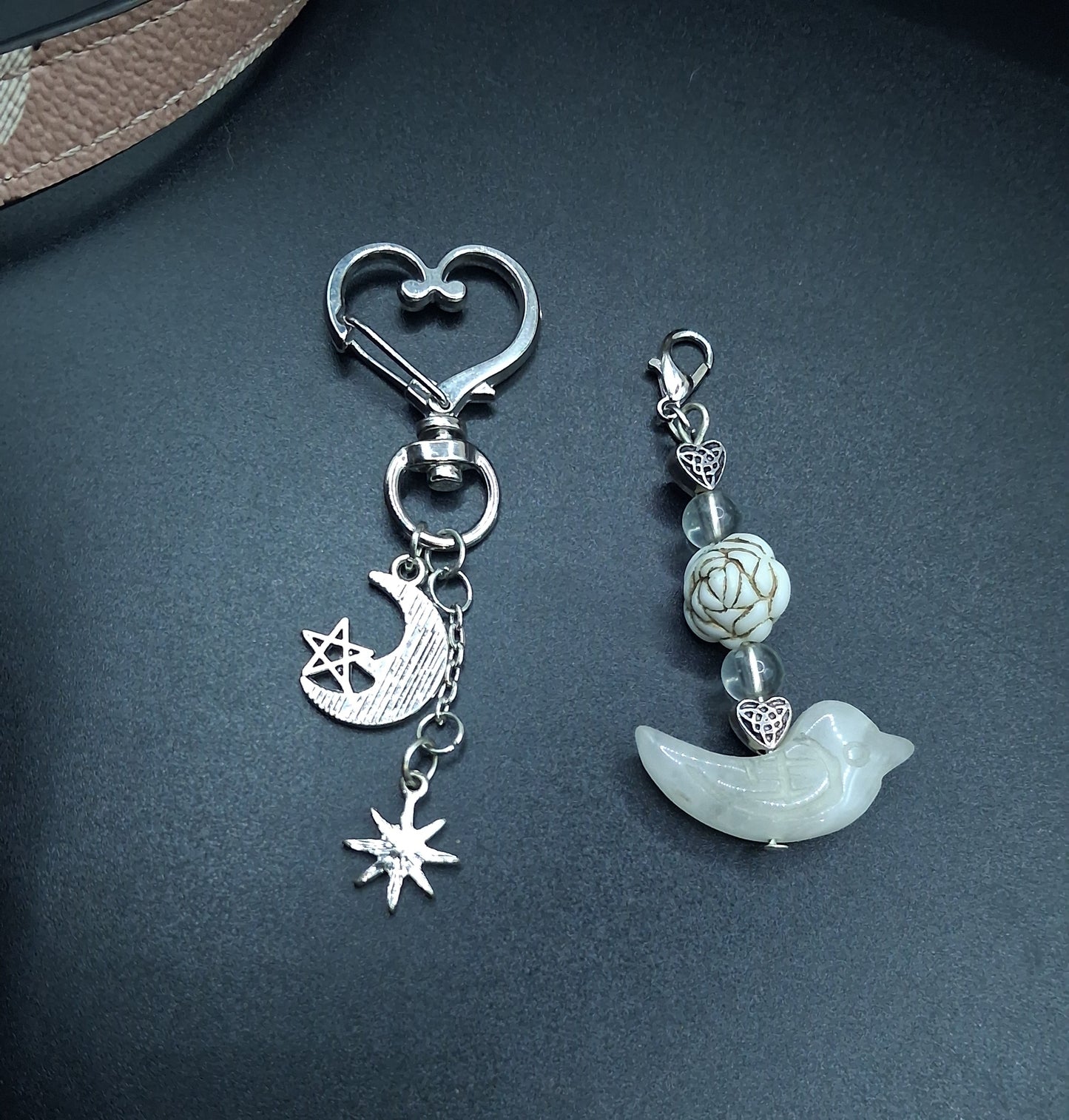 Celestial Bird Keychain - Handcrafted Stone Charm