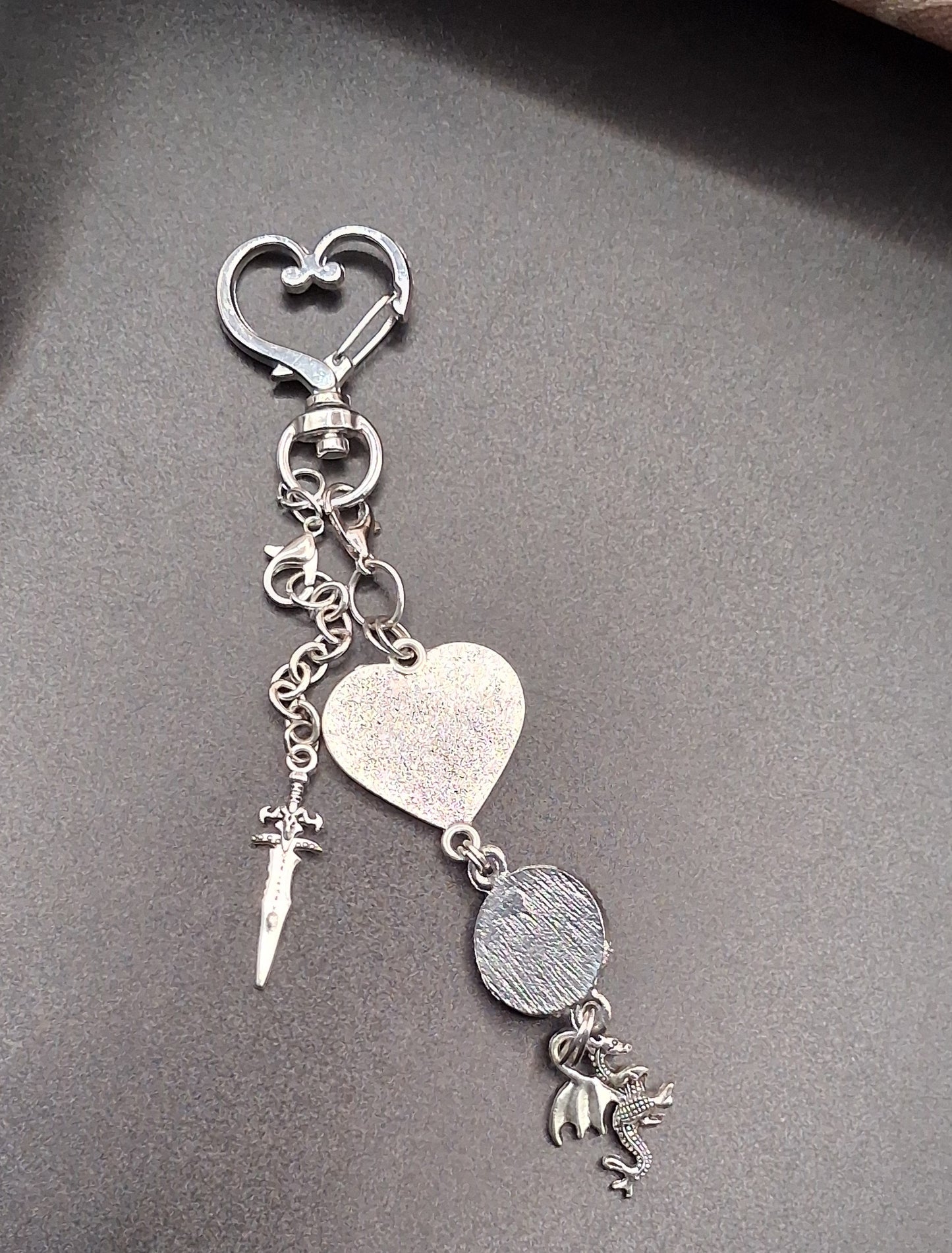 Celestial Dragon Keychain with Heart Charm