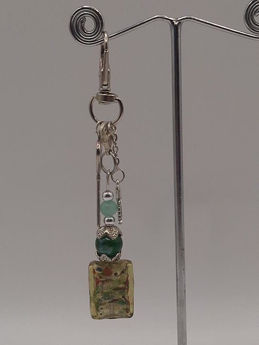 Ocean Mist Artisan Glass Keyring with charms