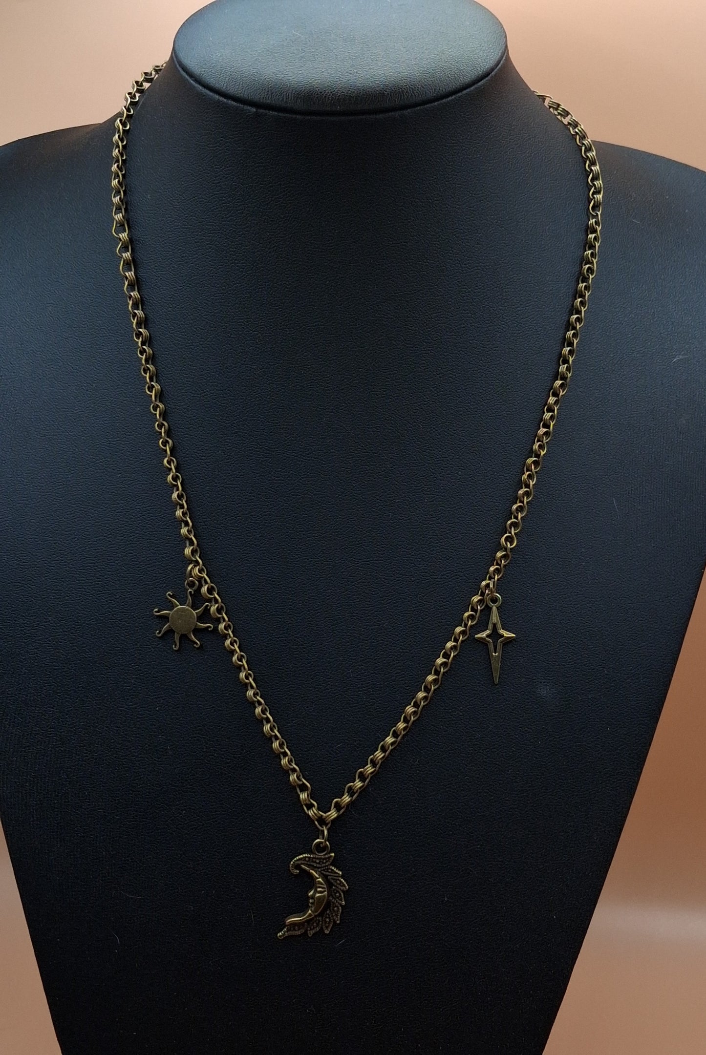 Celestial Charm Necklace - Moon, Sun & Star