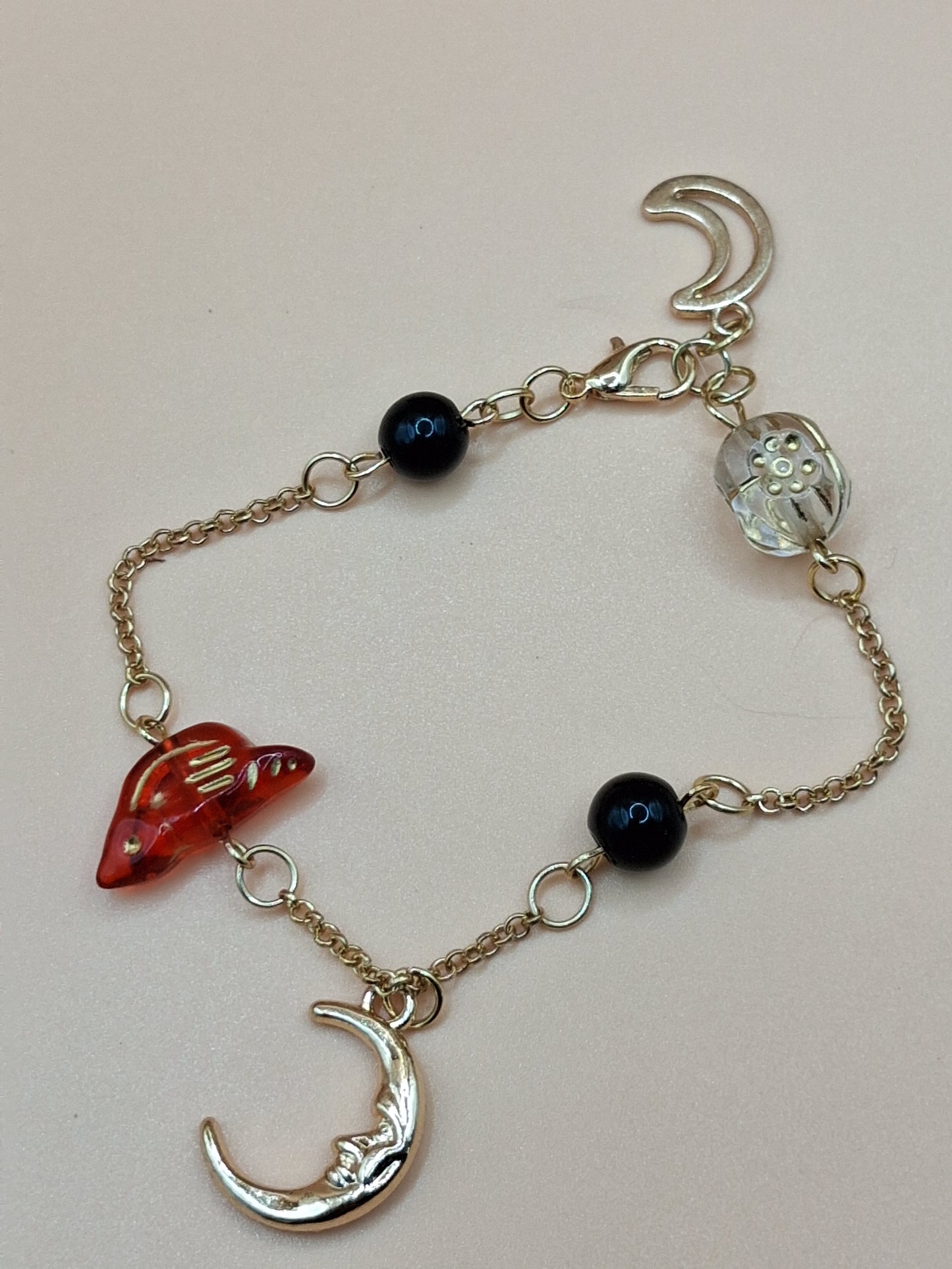 Celestial Charm Bracelet with Vintage Baroque Beads