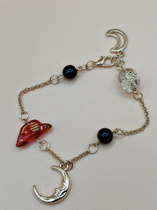 Celestial Charm Bracelet with Vintage Baroque Beads