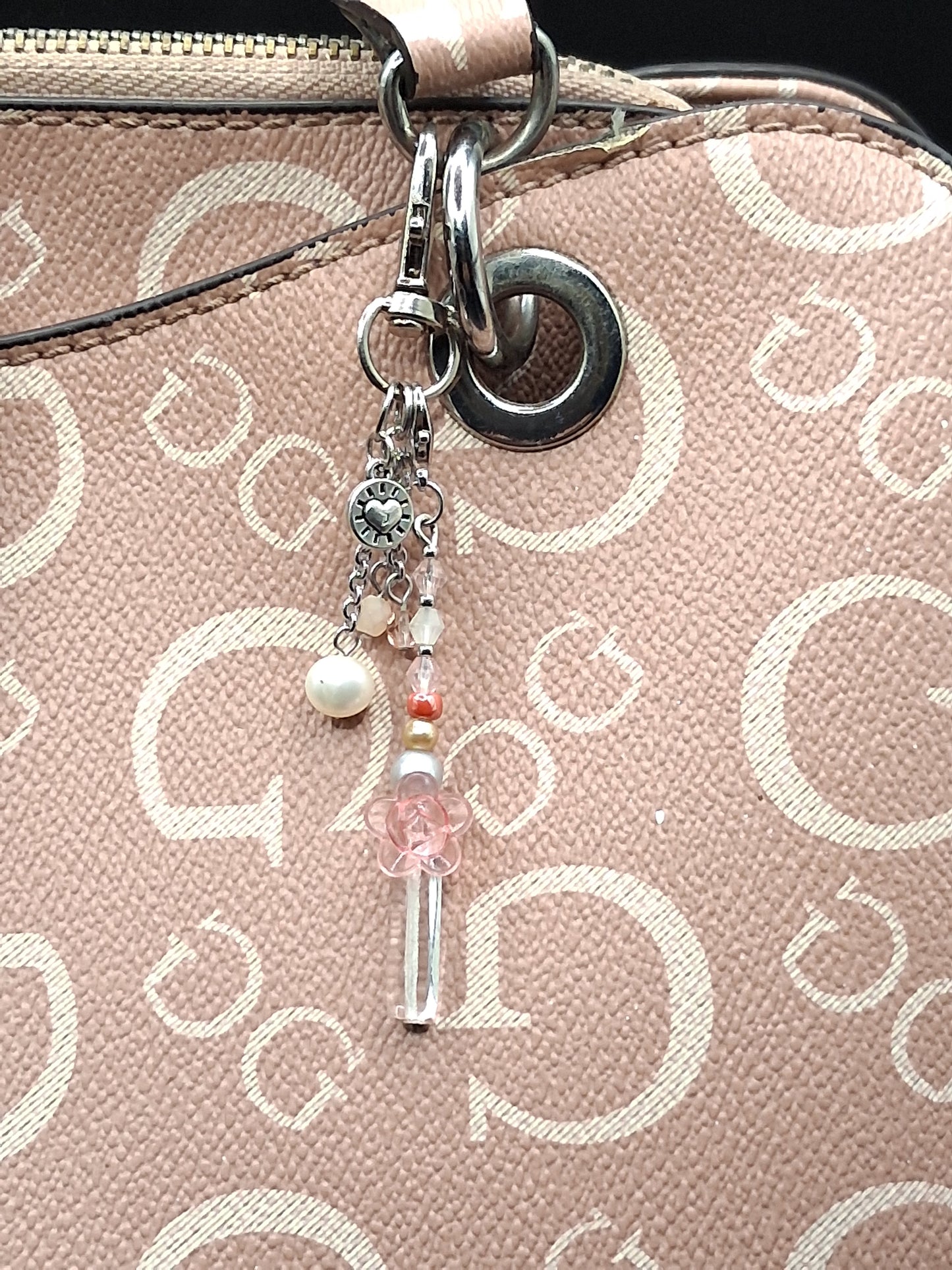 Blush Rose Crystal Keyring Charm