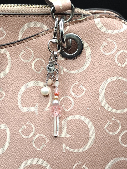 Blush Rose Crystal Keyring Charm