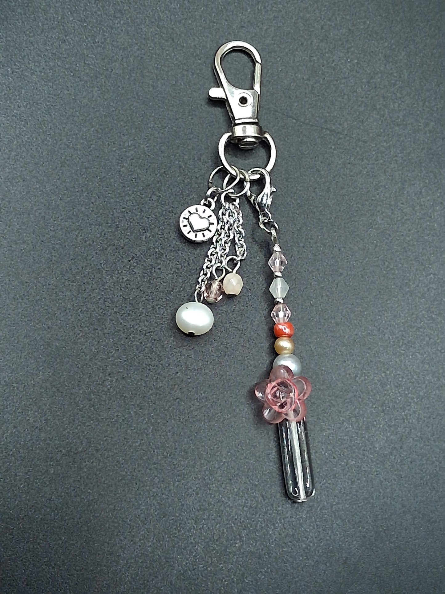 Blush Rose Crystal Keyring Charm