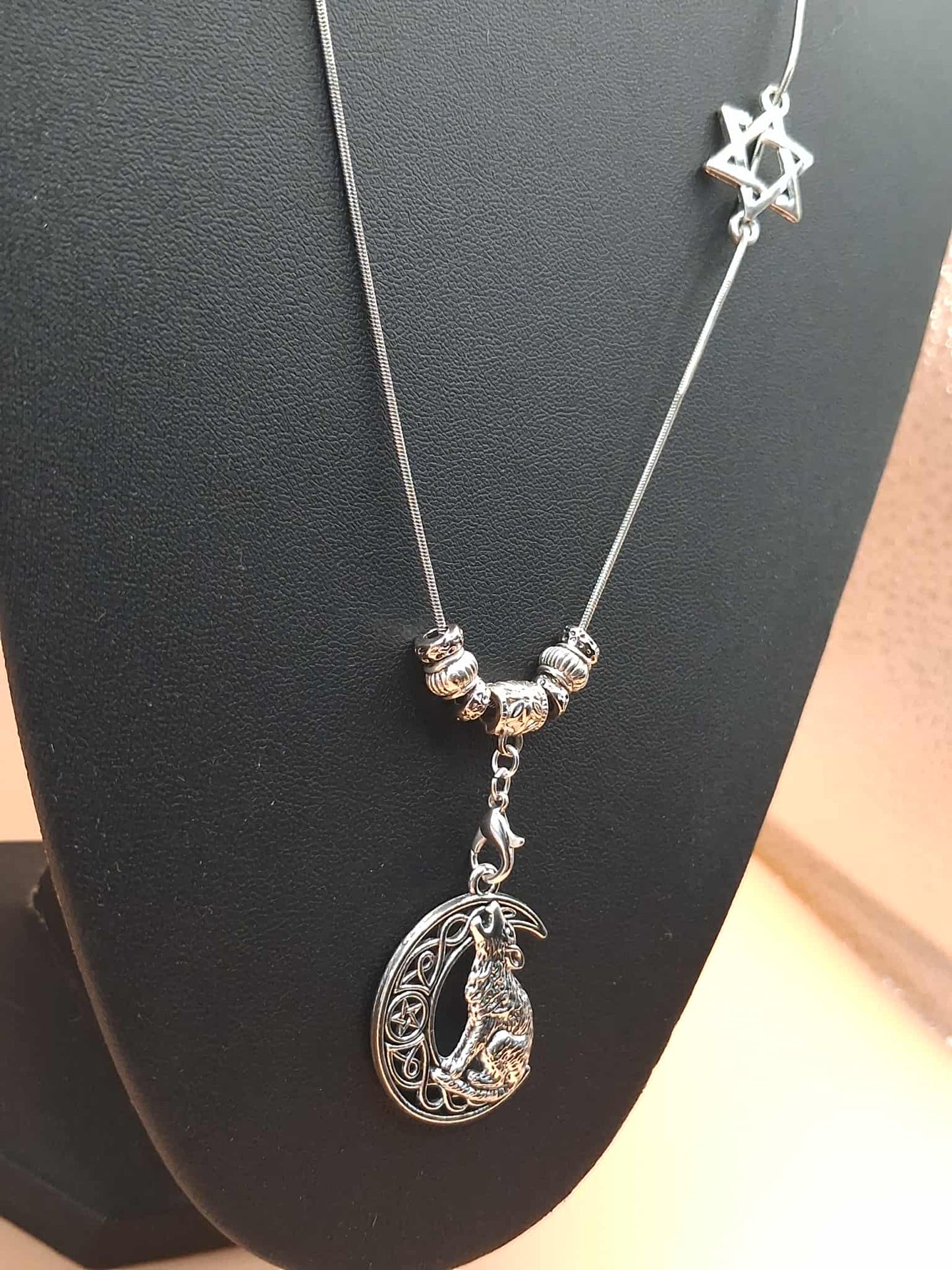 Wolf & Moon Celestial Necklace