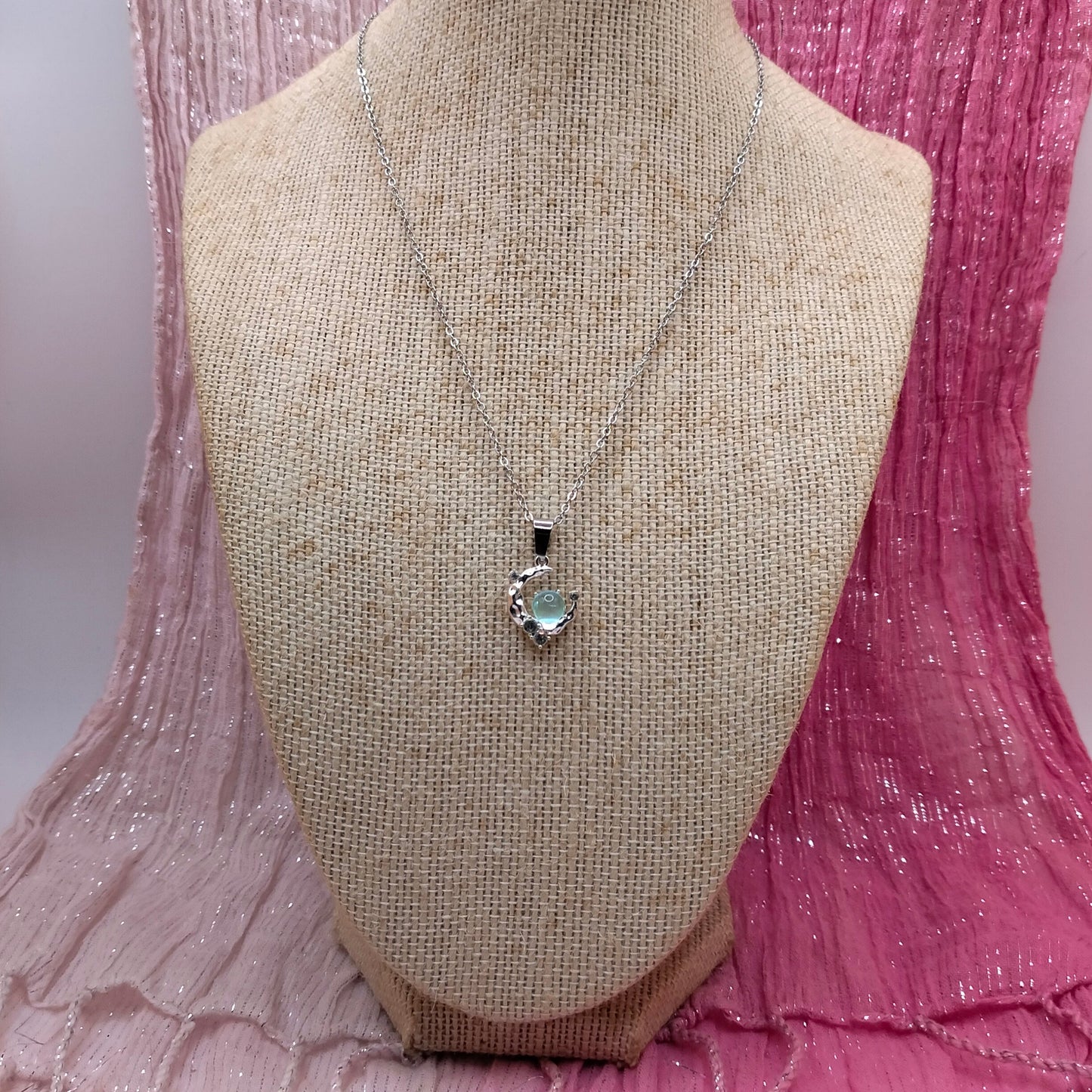 Stainless Steel Moon Pendant Necklace - Girls