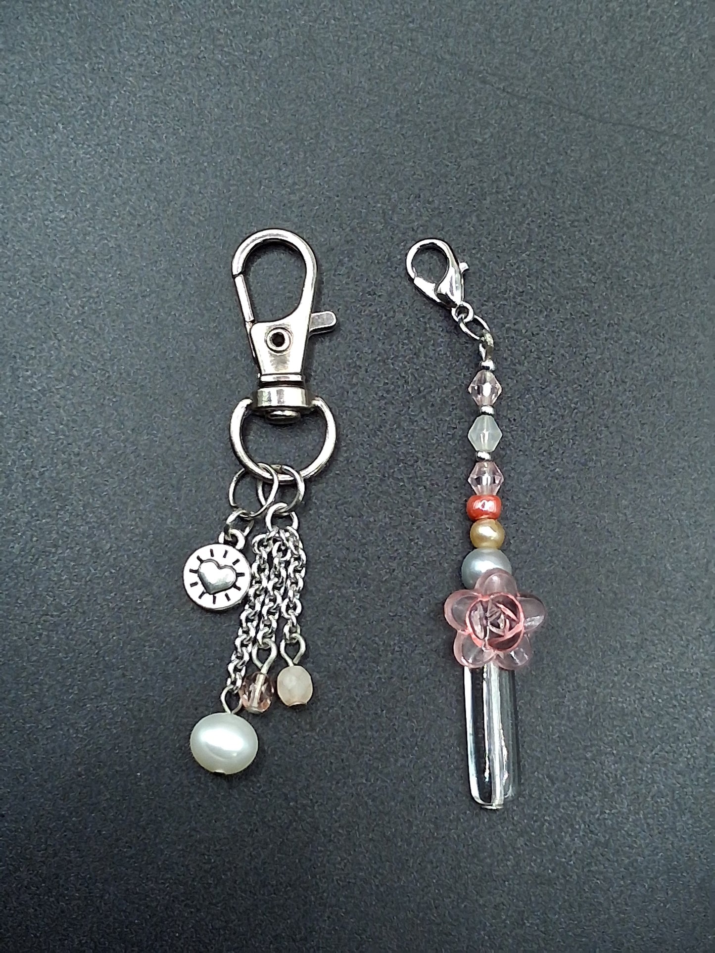 Blush Rose Crystal Keyring Charm