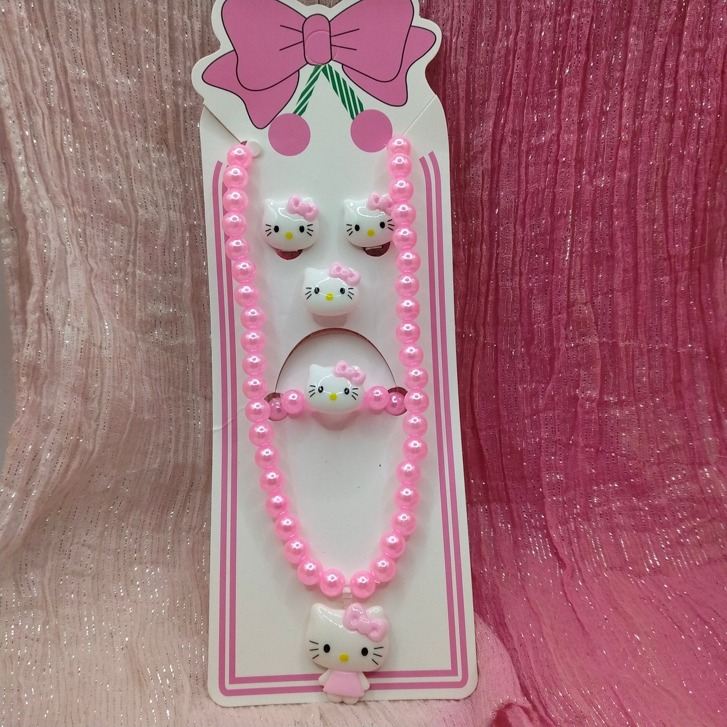 Hello Kitty Pink Pearl Jewellery Set