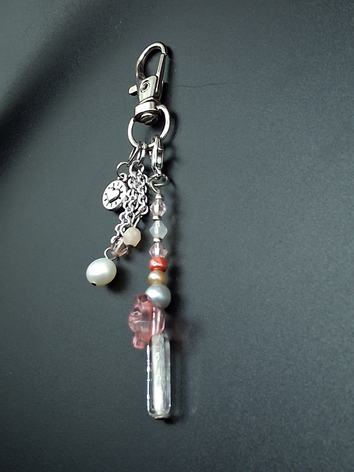 Blush Rose Crystal Keyring Charm