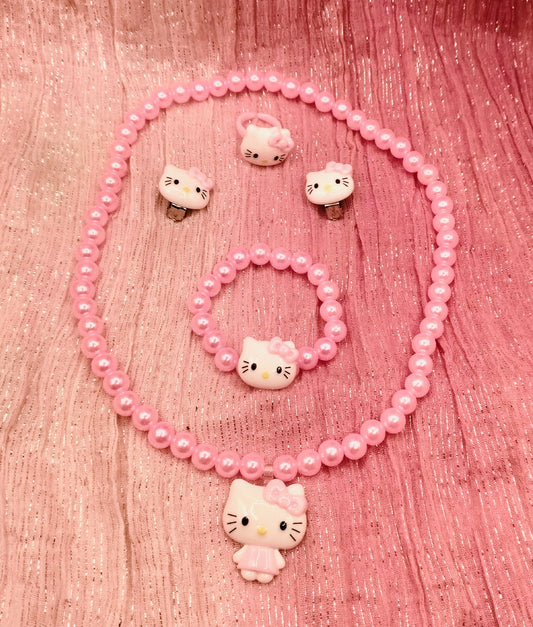 Hello Kitty Pink Pearl Jewellery Set