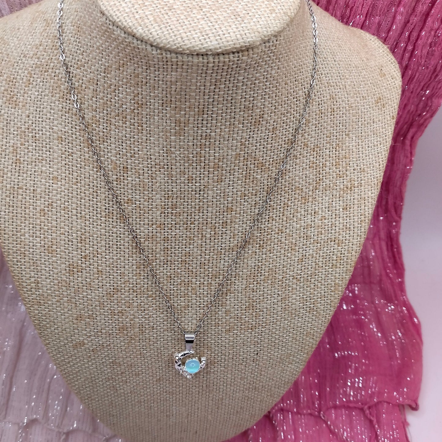 Stainless Steel Moon Pendant Necklace - Girls