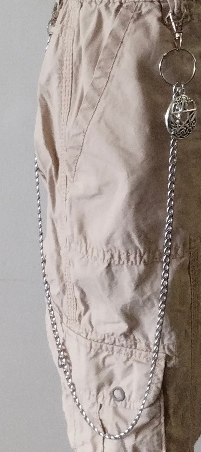 Stainless Steel Pocket Chain with Pentagram - Unisex 29" Accessory