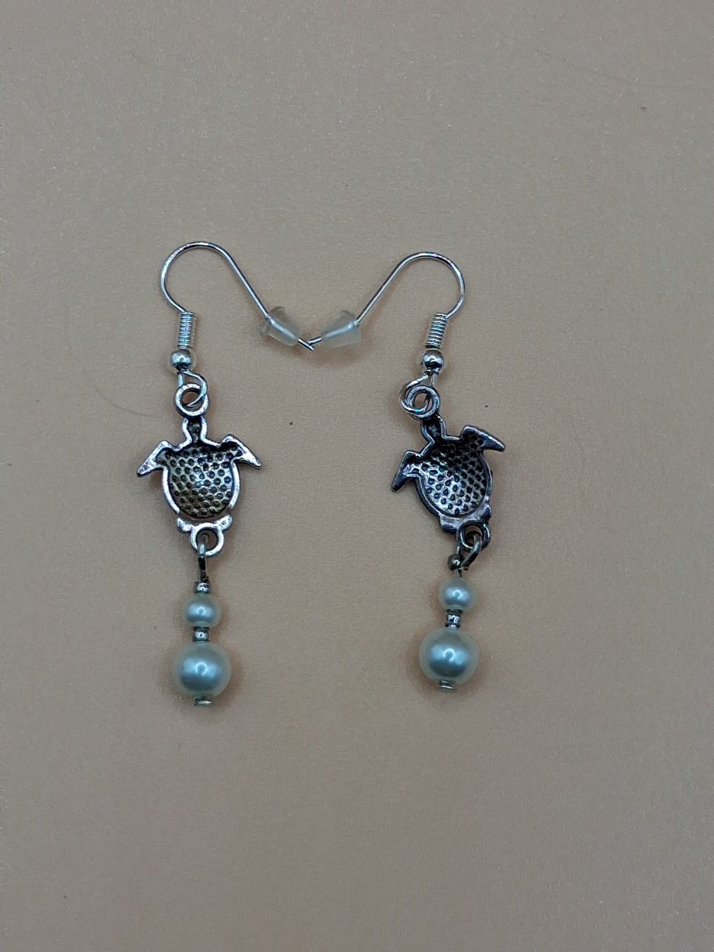 Turtle Dangle Earrings with Pearl Drops
