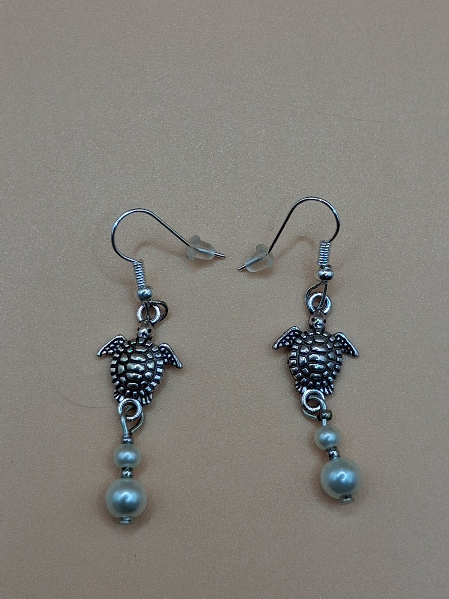 Turtle Dangle Earrings with Pearl Drops