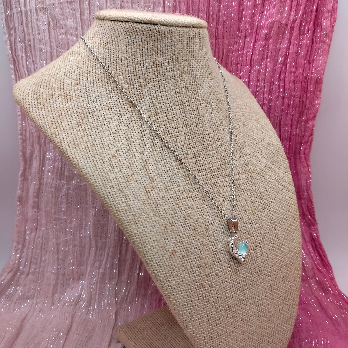 Stainless Steel Moon Pendant Necklace - Girls