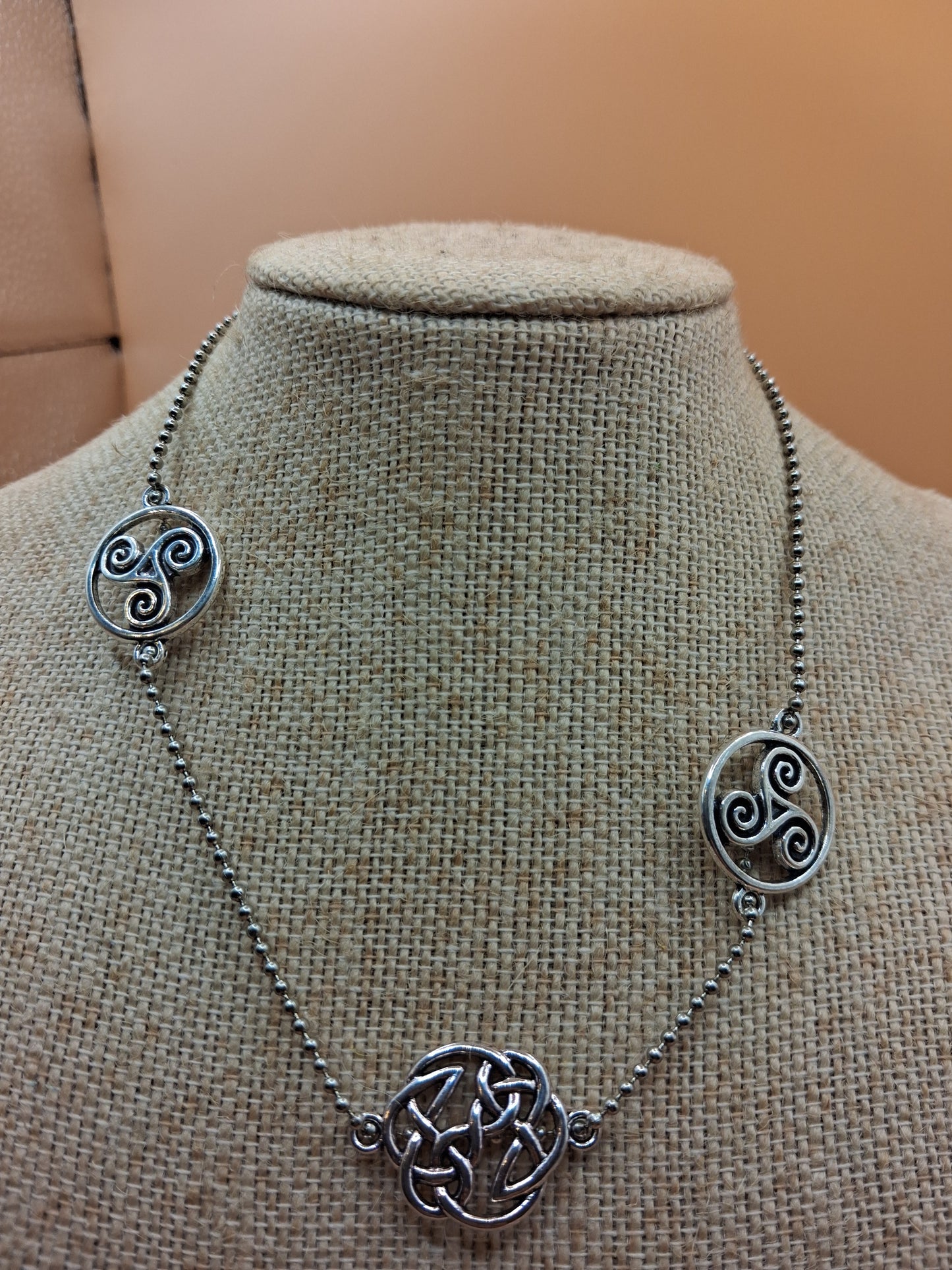 Celtic Triskele Necklace - Stainless steel Ball Chain