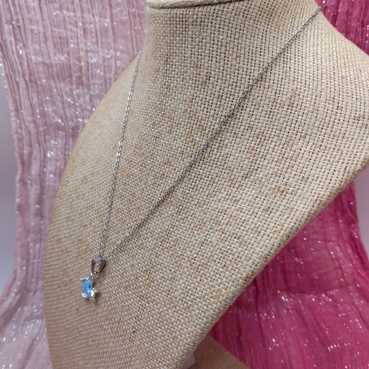 Blue Butterfly Pendant Necklace - Girl's