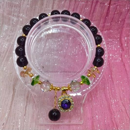 Amethyst Bracelet with Crystal Glass Accents