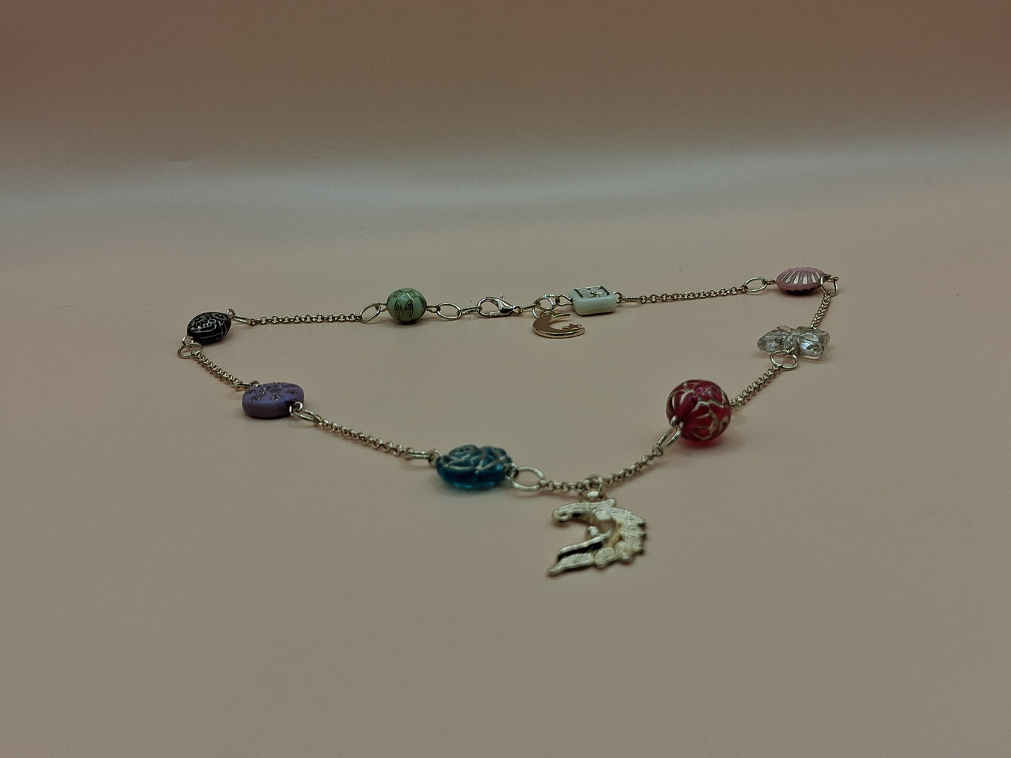 Vintage Baroque Pendant Necklace- celestial crescent moon and celestial Moon with star charm