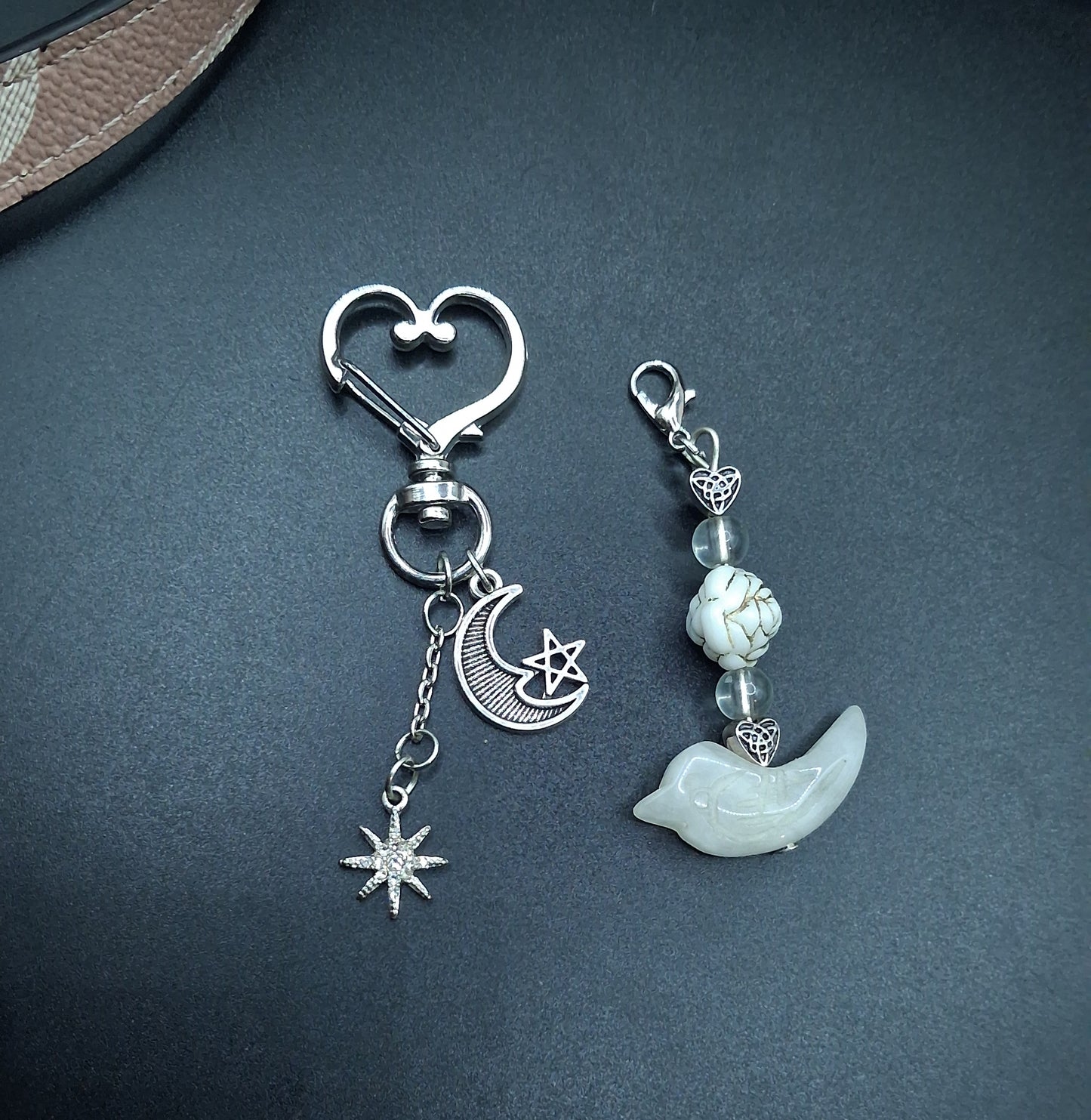 Celestial Bird Keychain - Handcrafted Stone Charm