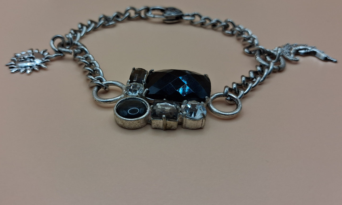 Celestial Charm Bracelet - Stainless Steel Sun and Moon