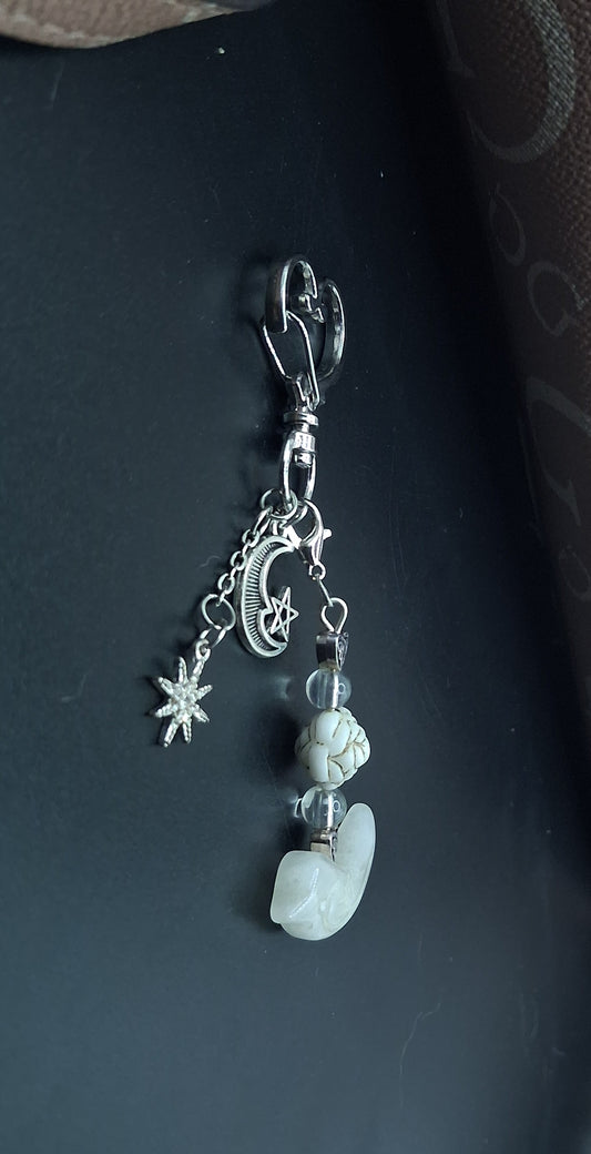 Celestial Bird Keychain - Handcrafted Stone Charm