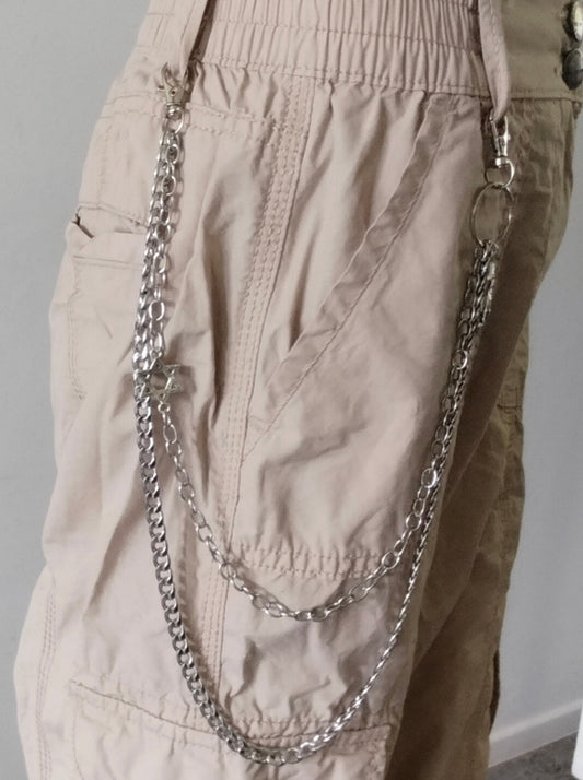 Celtic Wolf Moon Pocket Chain with Star of David - Stainless Steel