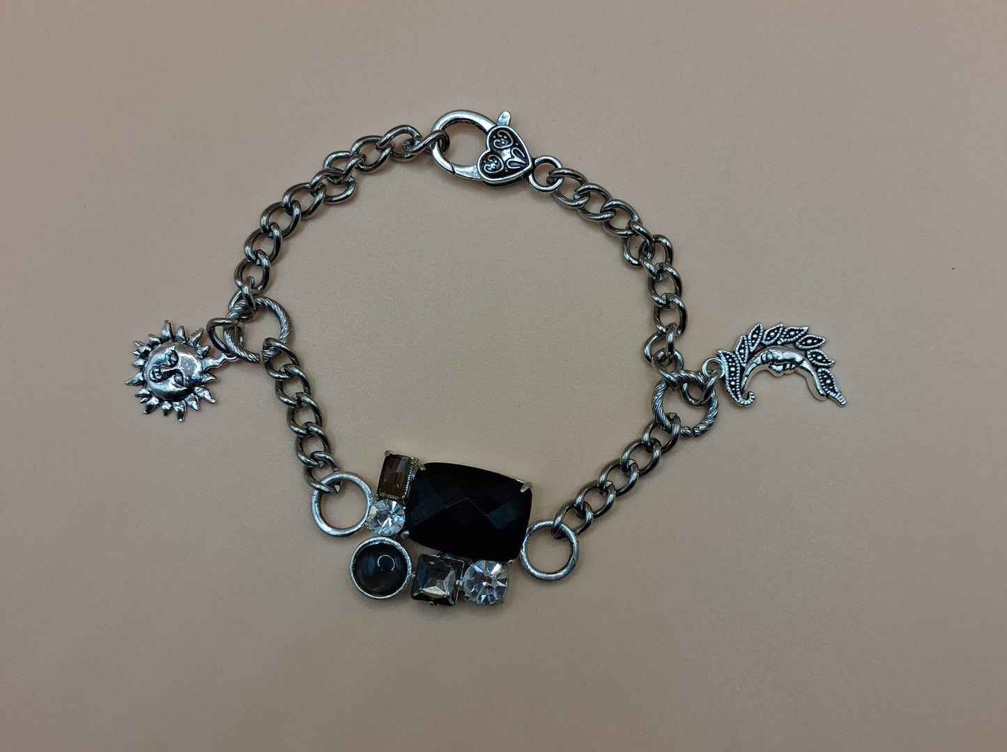 Celestial Charm Bracelet - Stainless Steel Sun and Moon