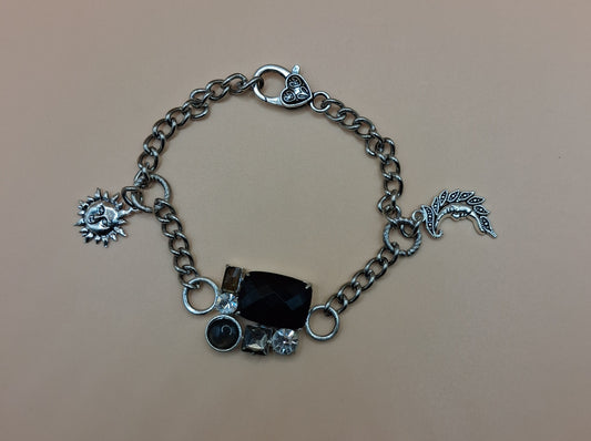 Celestial Charm Bracelet - Stainless Steel Sun and Moon