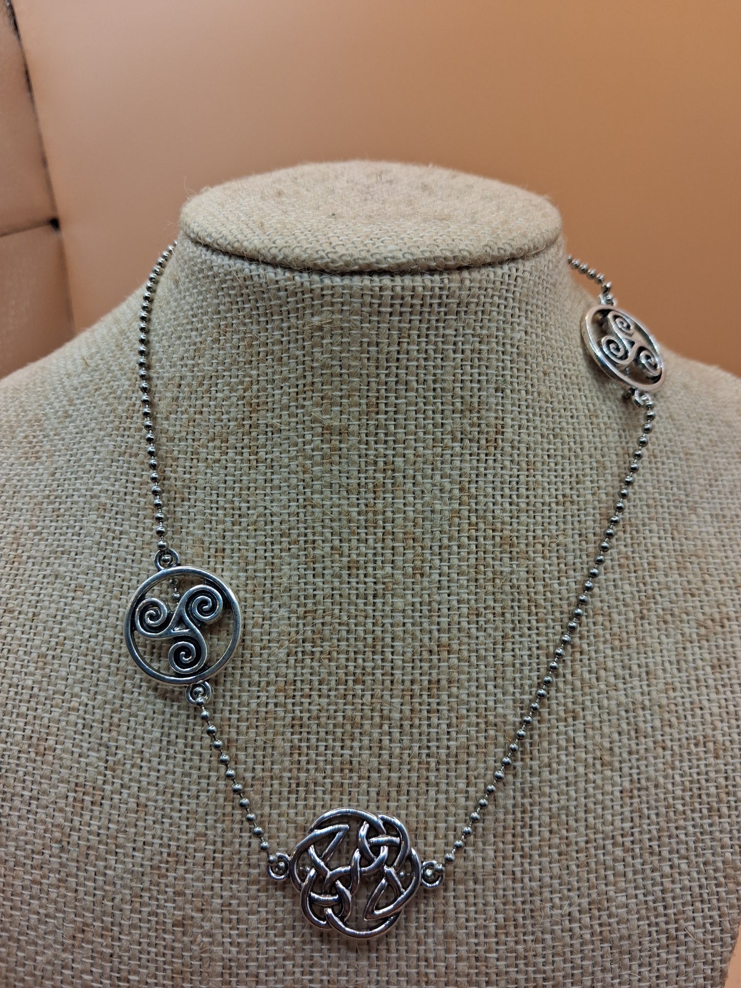 Celtic Triskele Necklace - Stainless steel Ball Chain