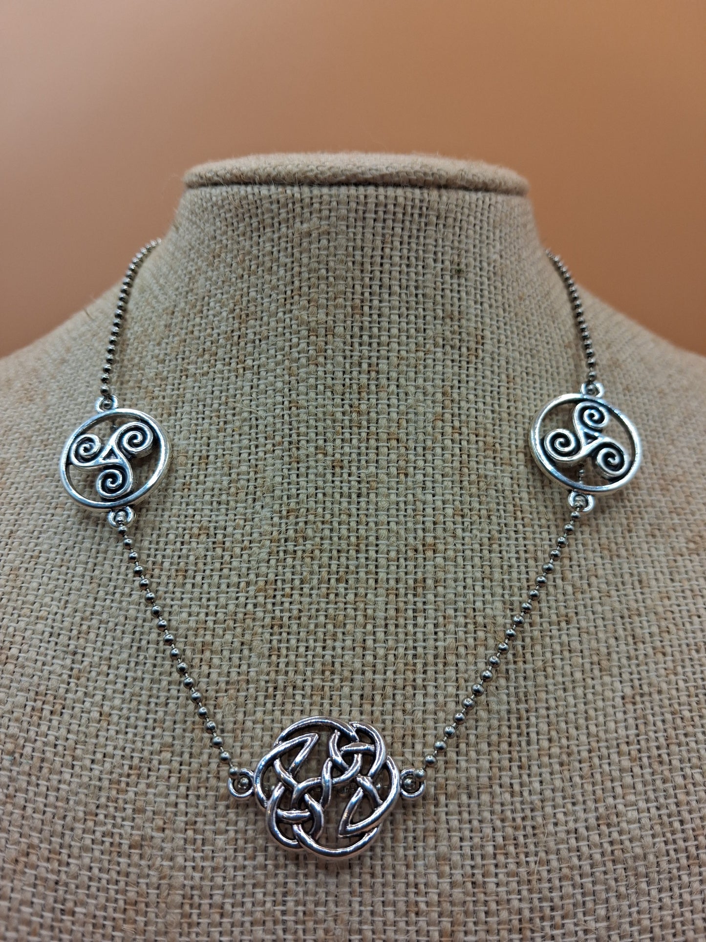 Celtic Triskele Necklace - Stainless steel Ball Chain