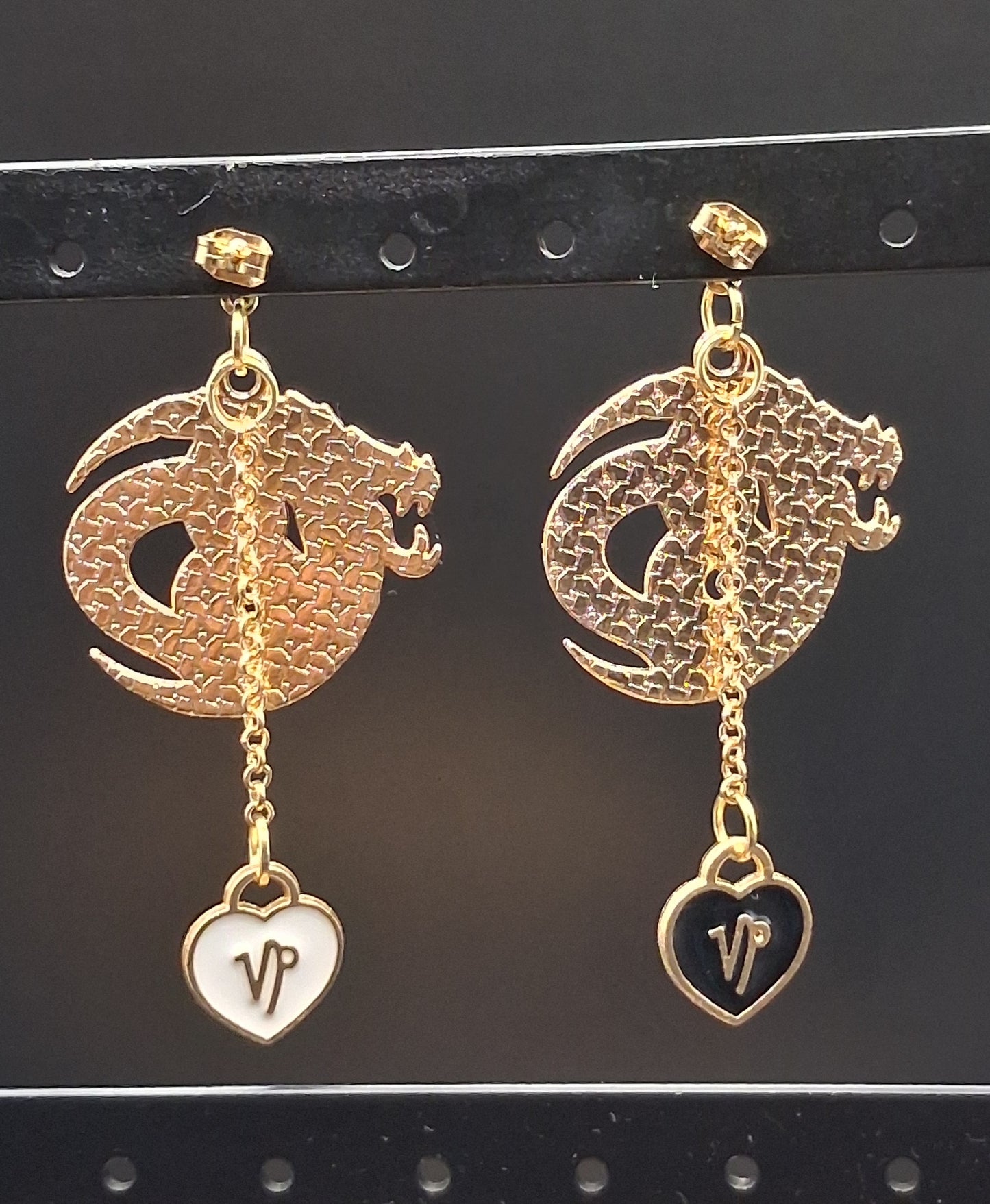 Celestial Dragon Earrings with Zodiac Heart Charm