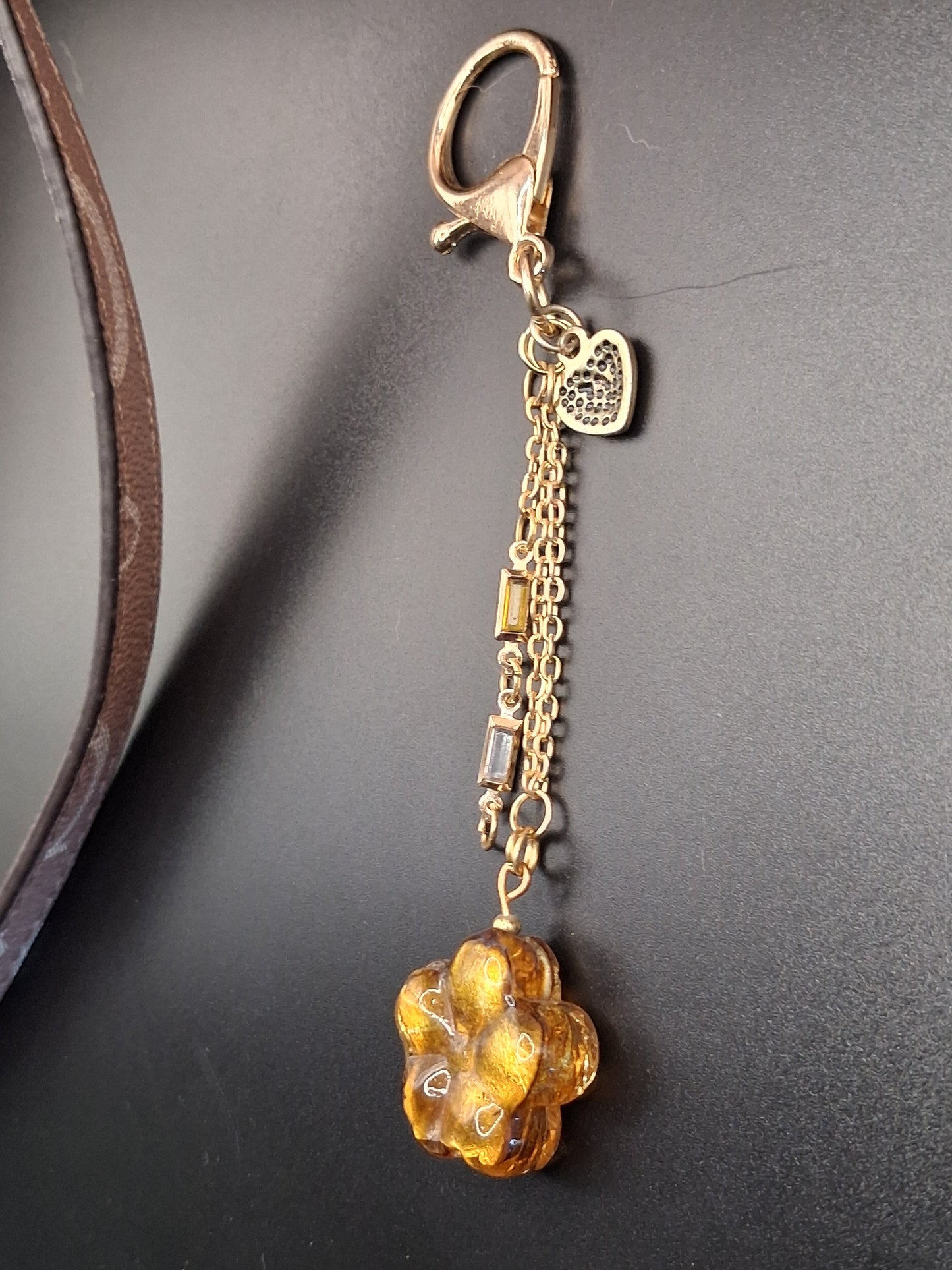 Golden Flower Charm Keychain