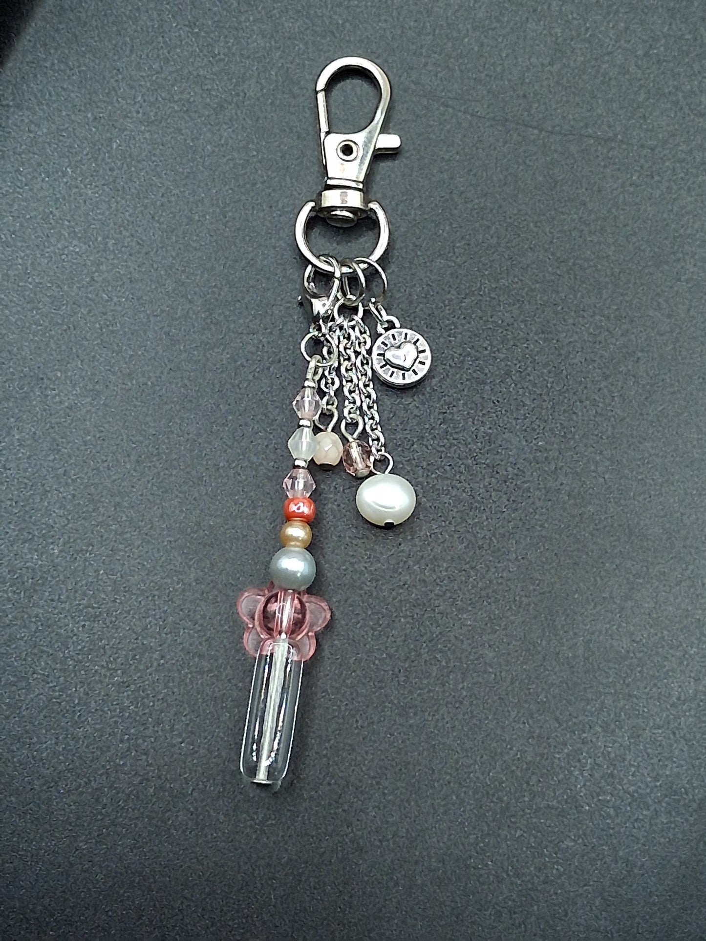 Blush Rose Crystal Keyring Charm
