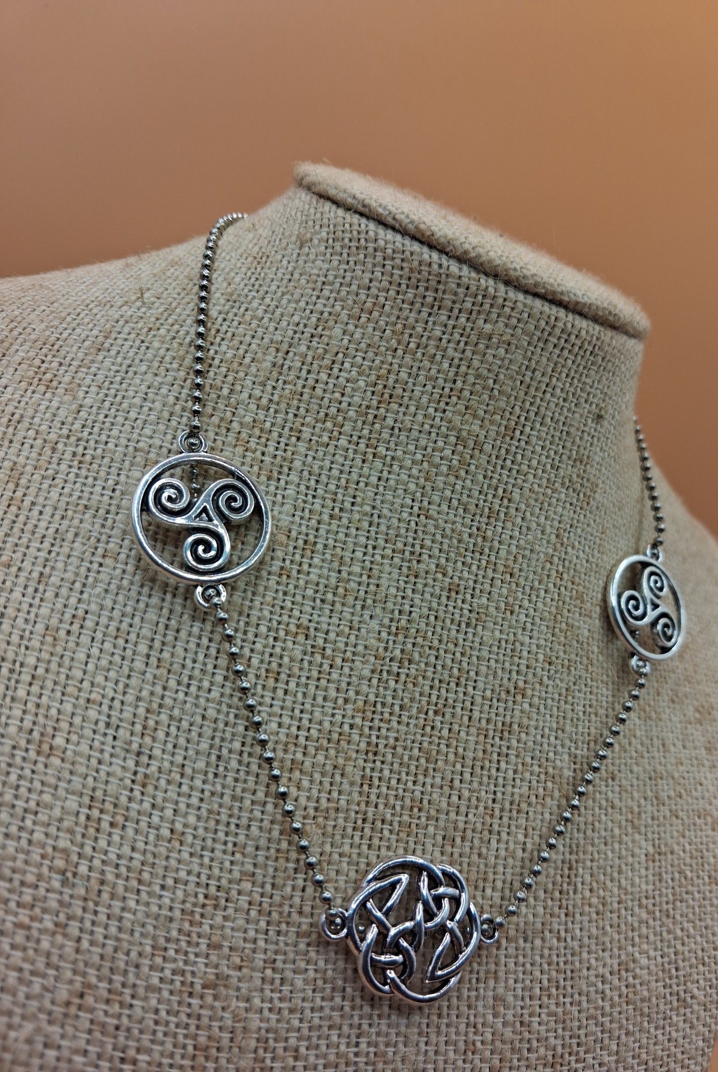 Celtic Triskele Necklace - Stainless steel Ball Chain