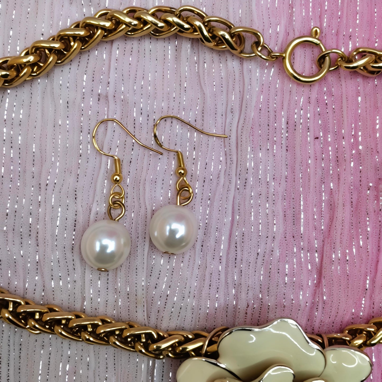 Pearl Blossom Statement Necklace & Earring Set