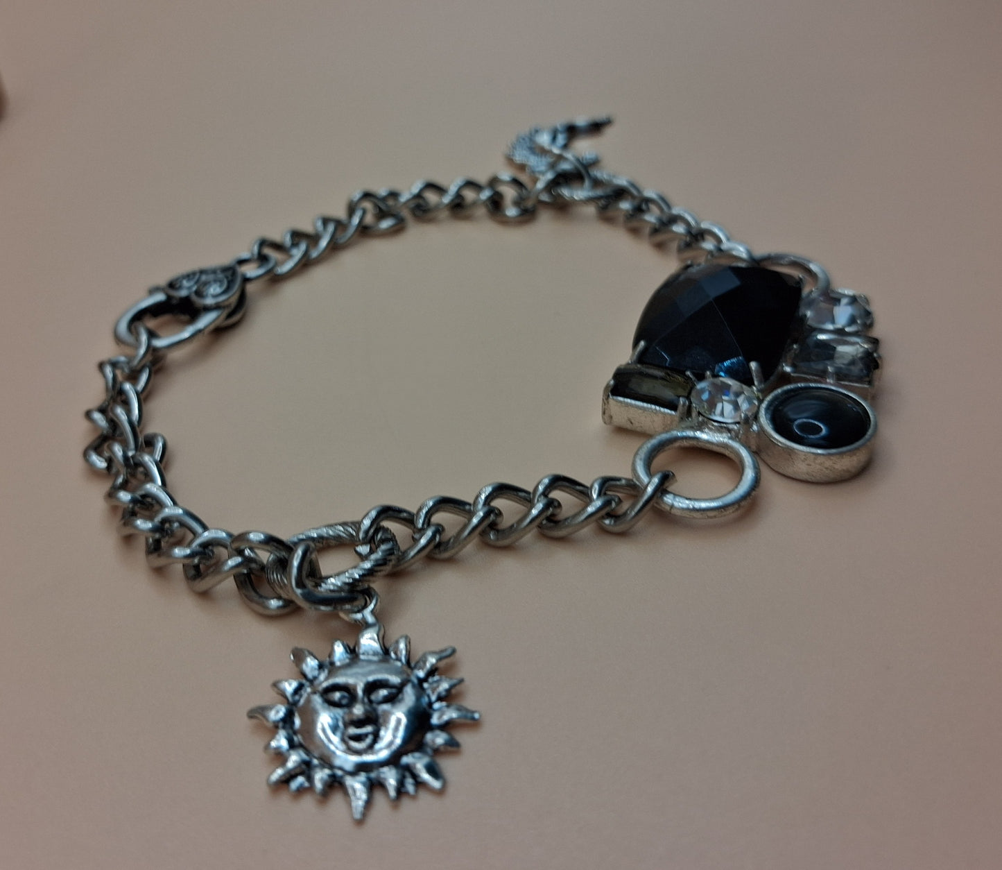 Celestial Charm Bracelet - Stainless Steel Sun and Moon