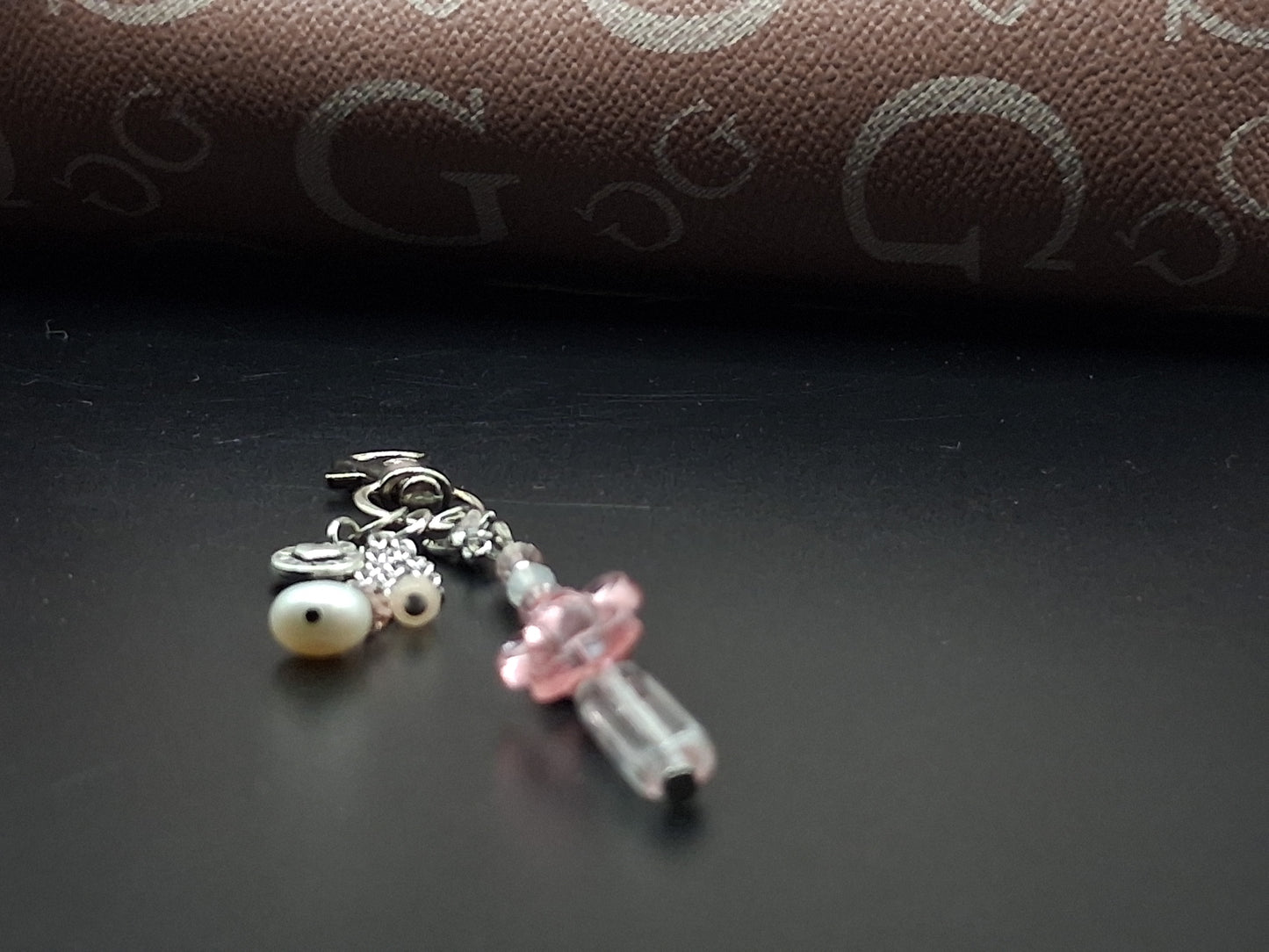 Blush Rose Crystal Keyring Charm