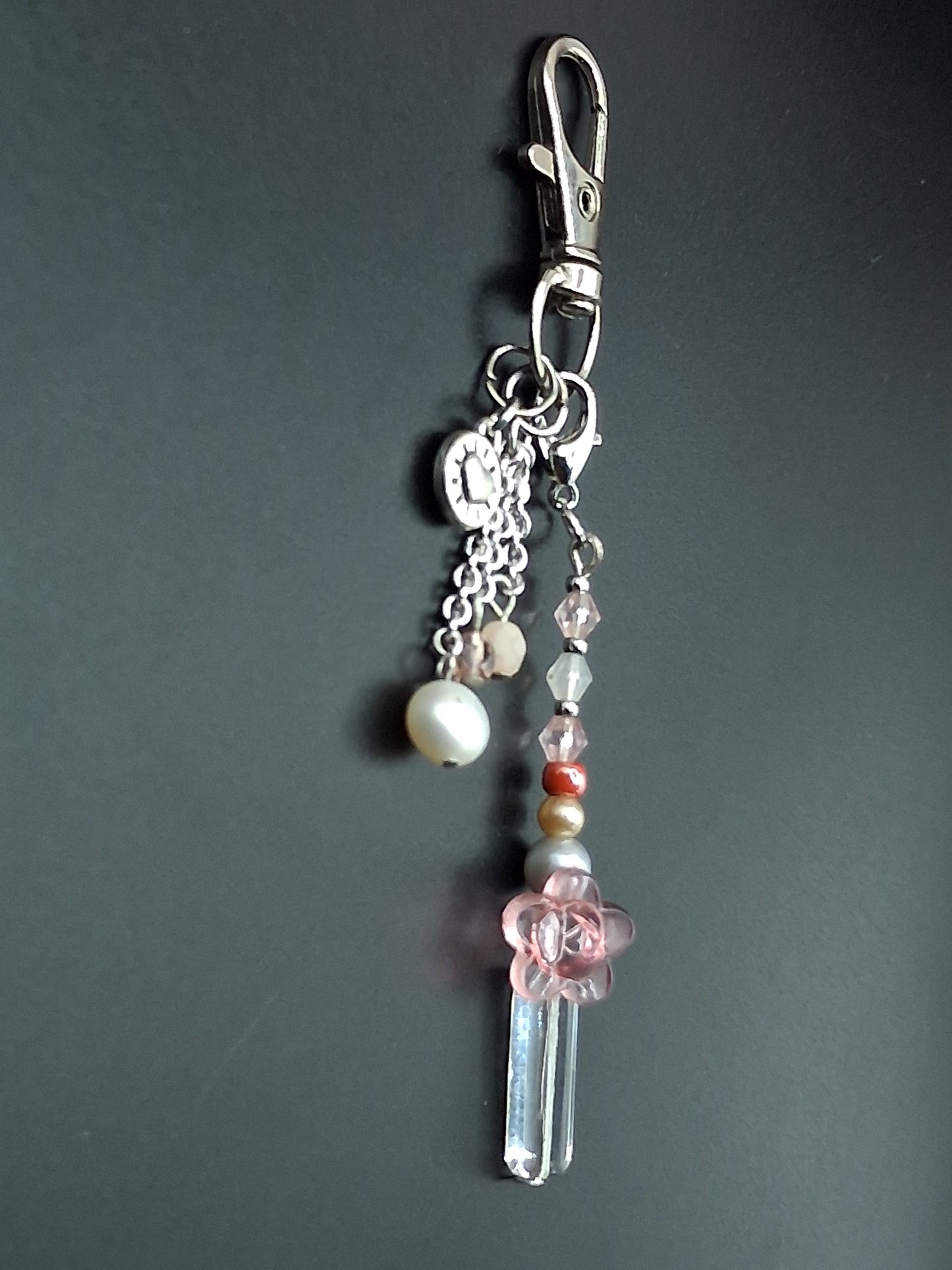 Blush Rose Crystal Keyring Charm