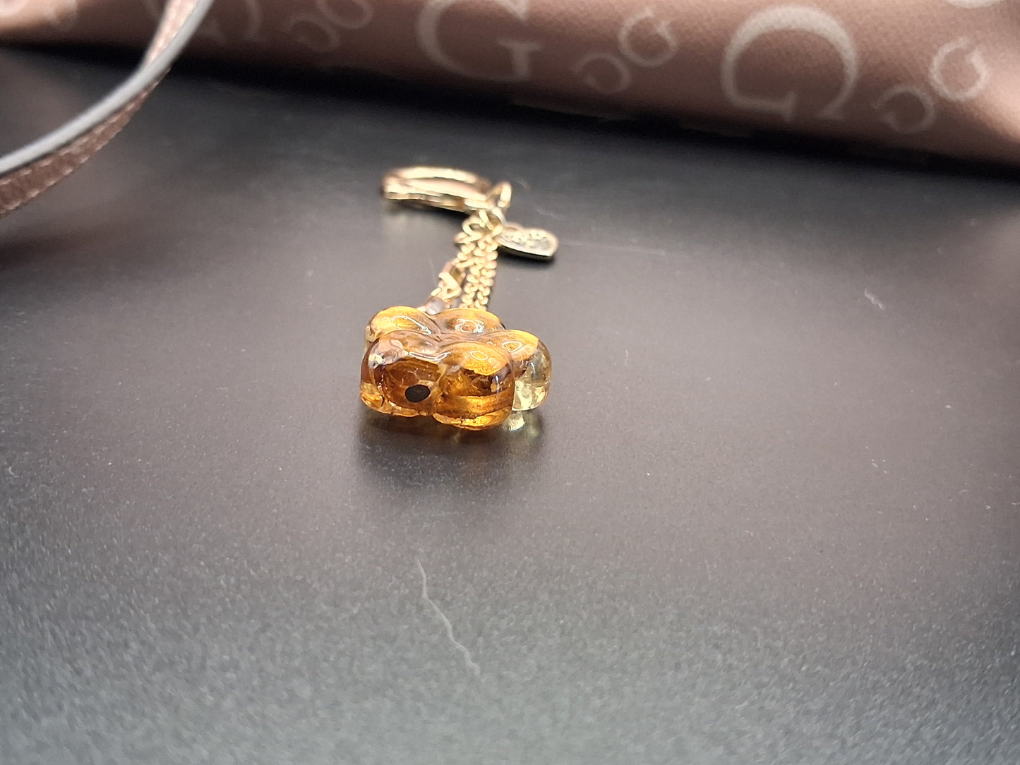 Golden Flower Charm Keychain