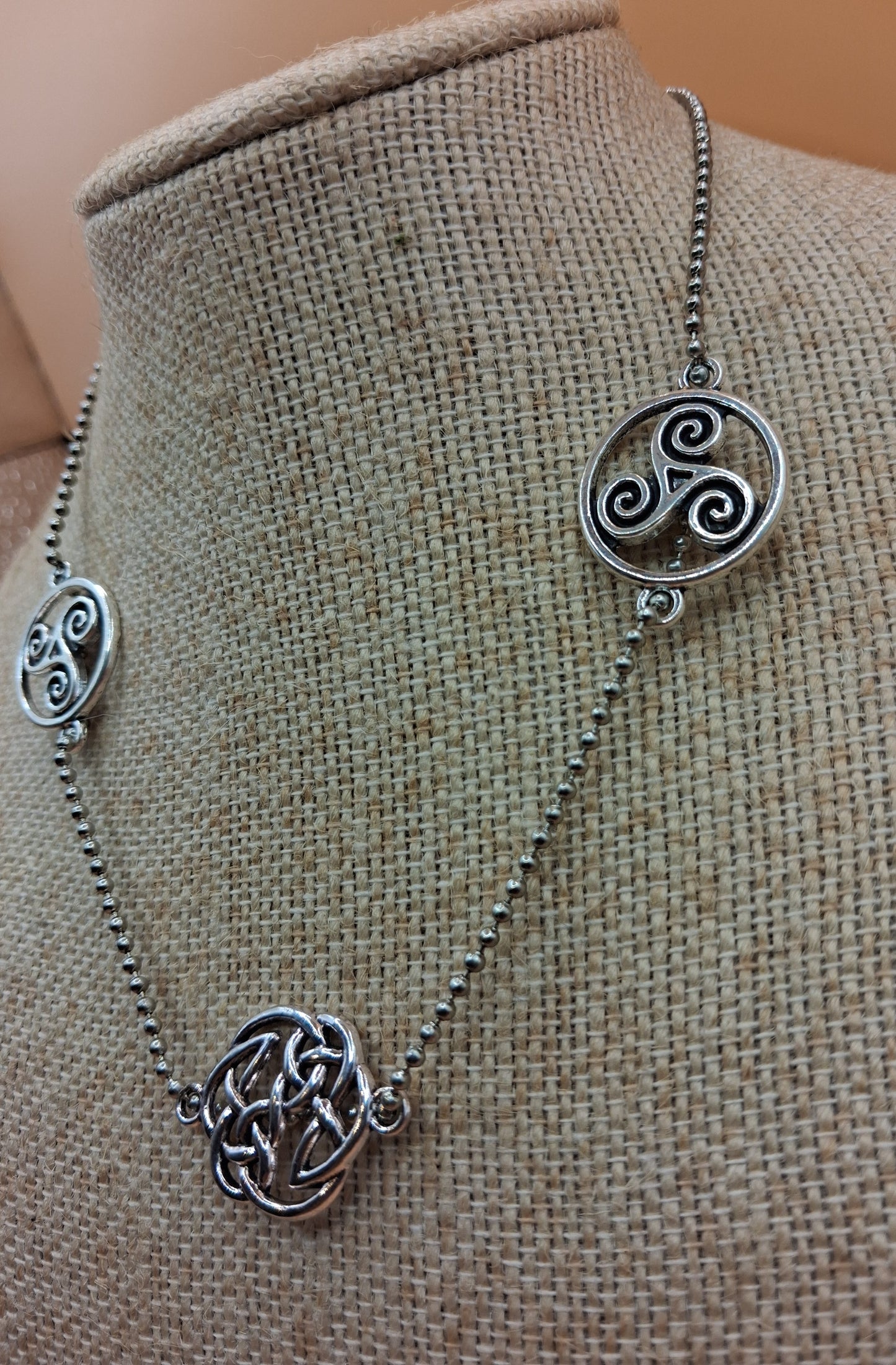 Celtic Triskele Necklace - Stainless steel Ball Chain