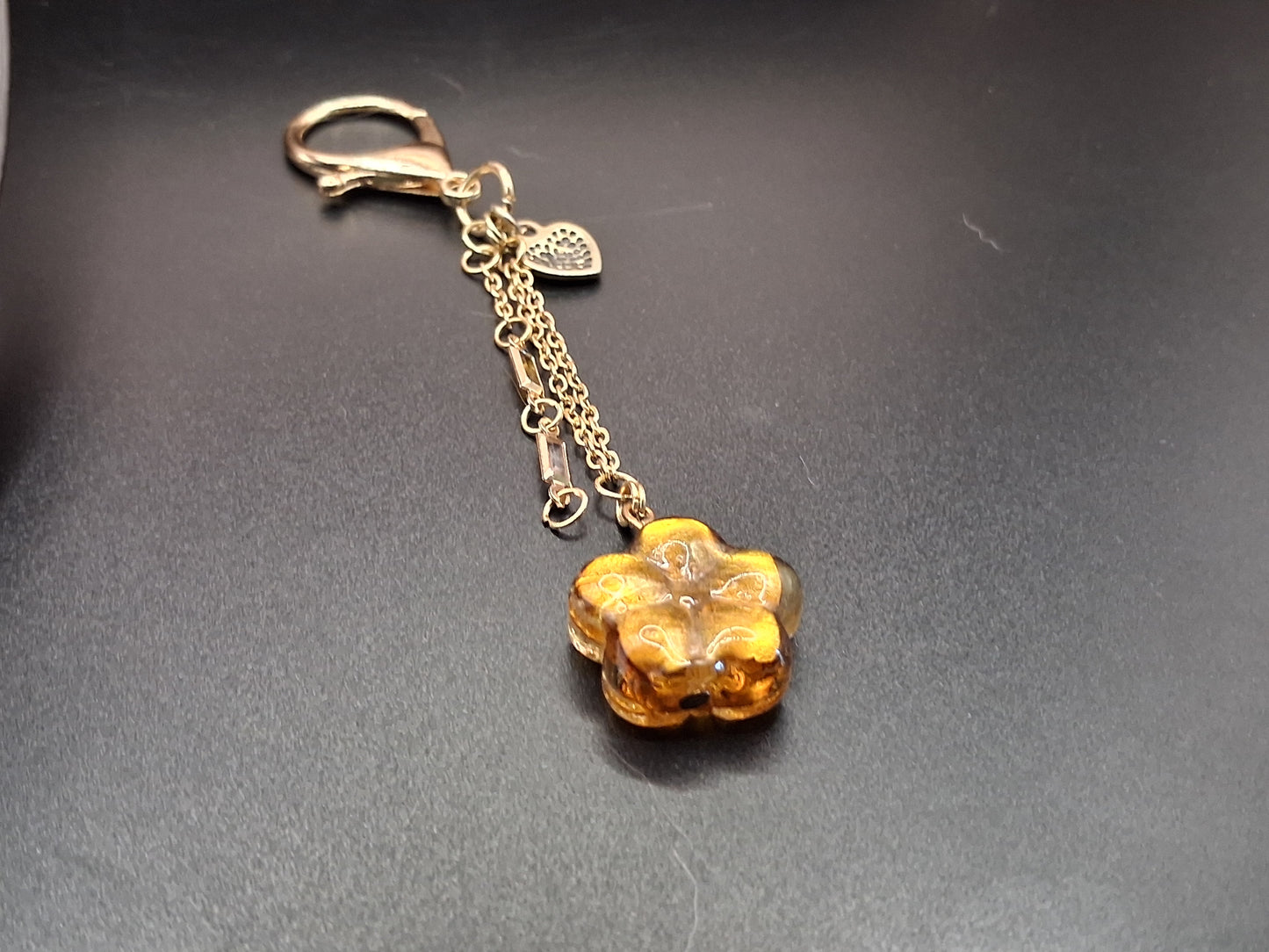 Golden Flower Charm Keychain